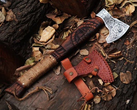 High corban Steel Axe with Handmade leather cover | Best Gift for Men