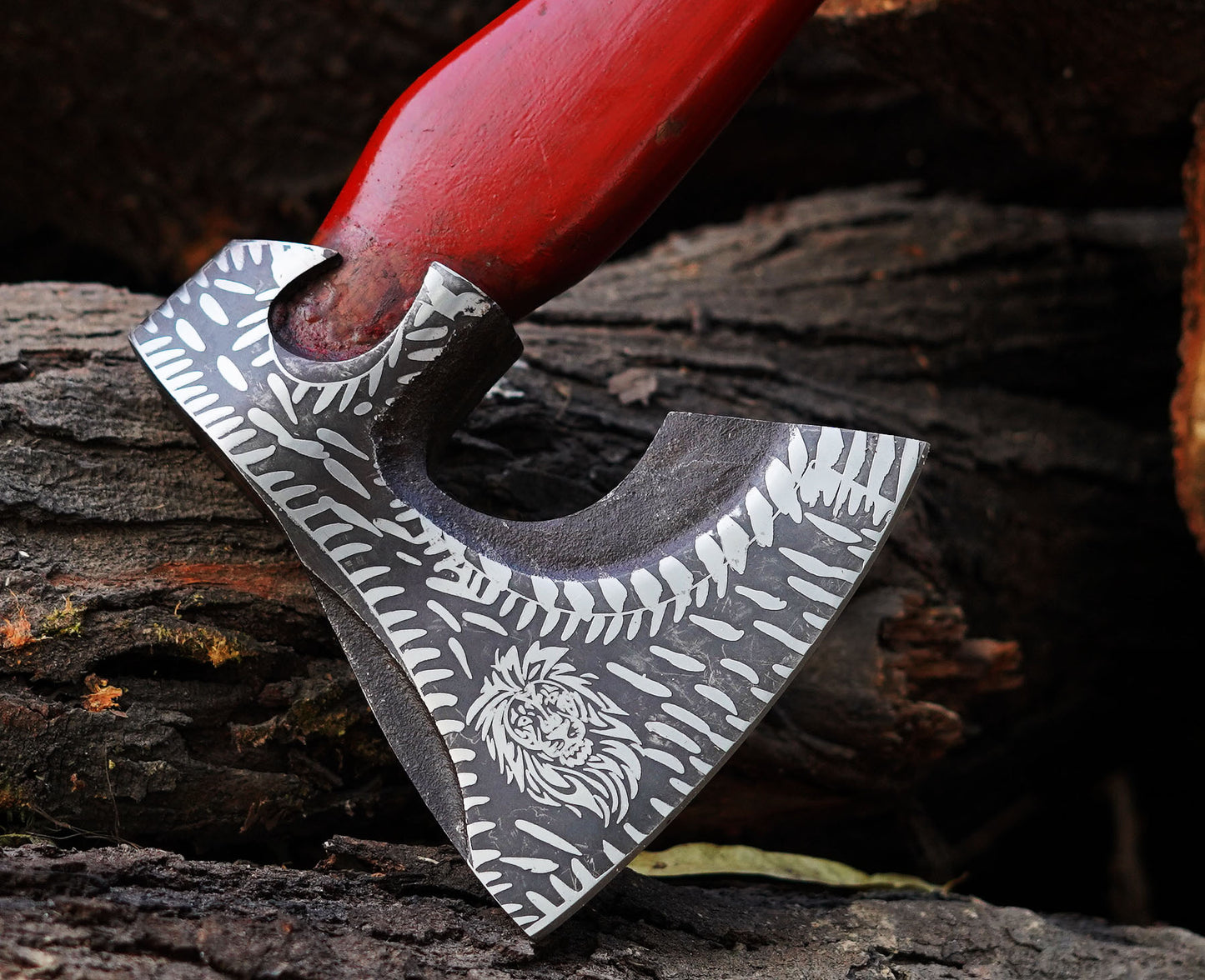 Handmade Engraved Lion Axe with Ash Wood Handle | Best Christmas gift