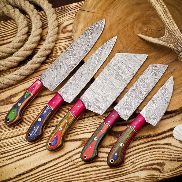 Handmade Damascus Steel Chef knives set - Best Kitchen Knives - best gift for Wife