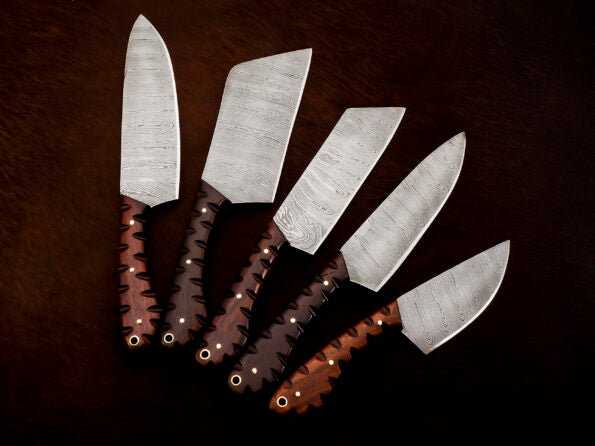 Handmade Damascus Steel Chef set with leather cover - Best Birthday gift