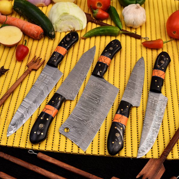 Handmade Damascus Steel Chef knives set - Best Kitchen Knives - best gift for Husband