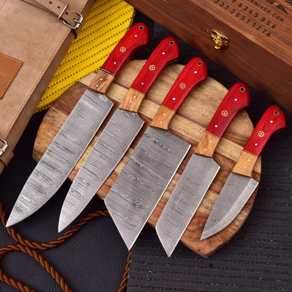 Handmade Damascus Steel Chef knives set - Best Kitchen Knives - best gift for men