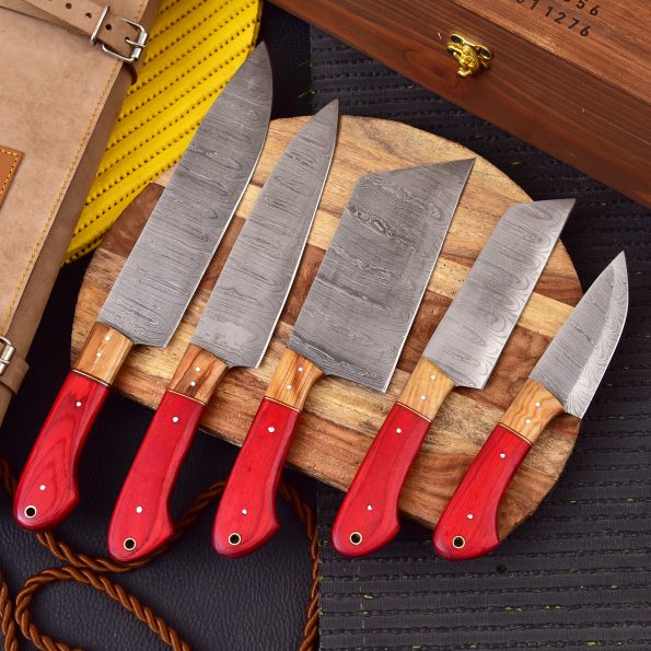 Handmade Damascus Steel Chef knives set - Best Kitchen Knives - best gift for men