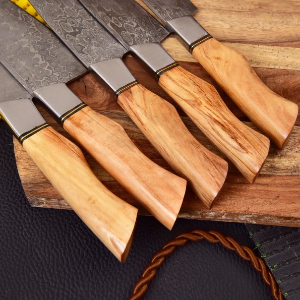 Damascus Steel Chef knives set  With Leather Cover - Best gift for Christmas