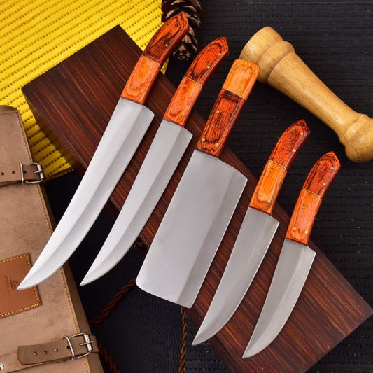 Handmade Steel Chef knives set  With Leather Cover - Best gift for Father