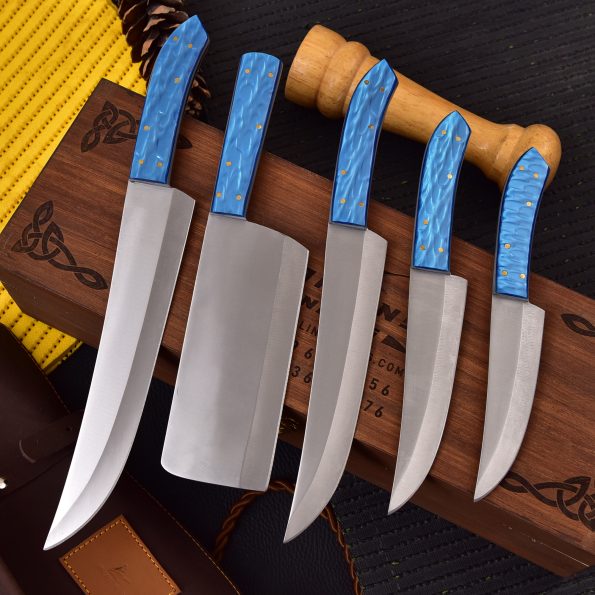 Handmade Steel Chef knives set  With Leather Sheath - Best gift for brother