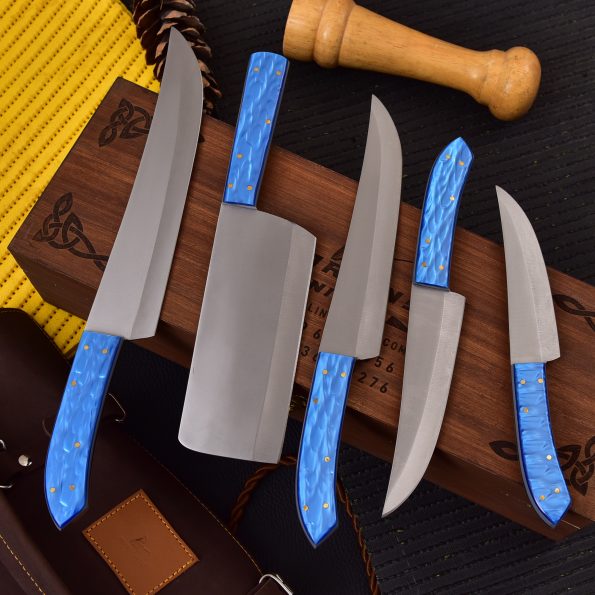 Handmade Steel Chef knives set  With Leather Sheath - Best gift for brother