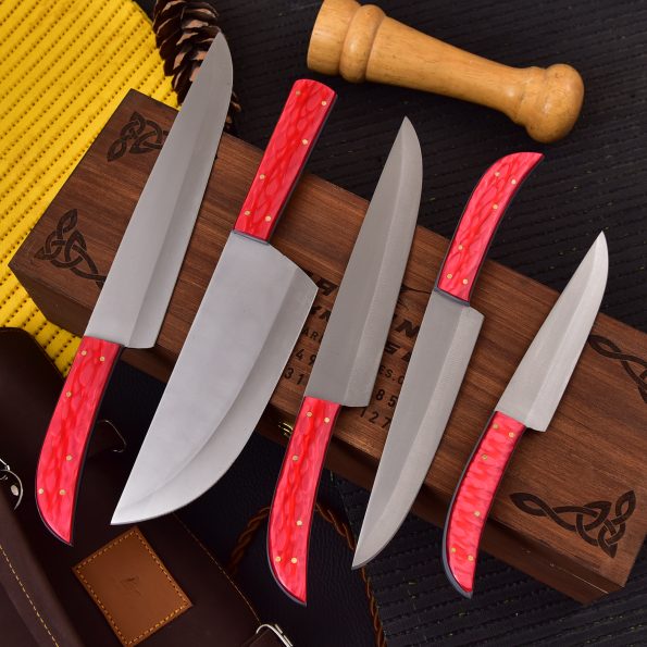 Handmade Steel Chef knives set  With Leather Sheath - Best Gift for father