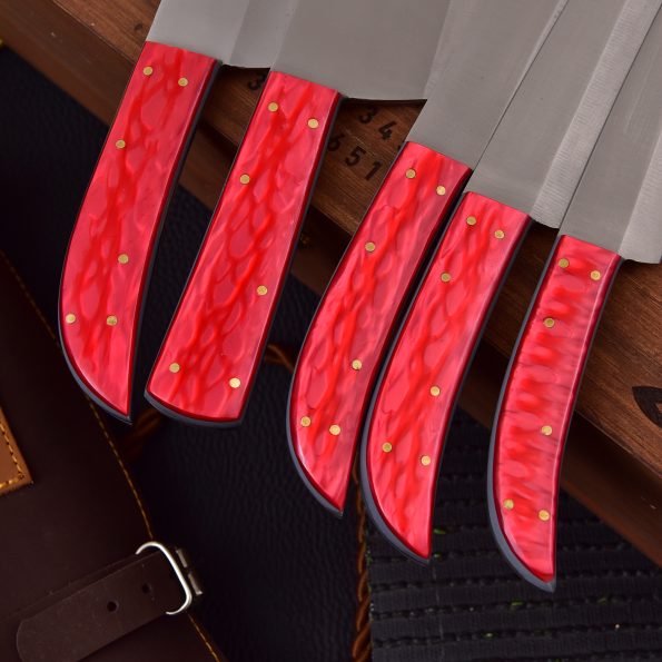 Handmade Steel Chef knives set  With Leather Sheath - Best Gift for father