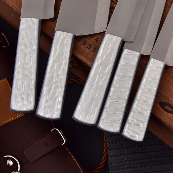 Handmade Steel Chef knives set  With Leather Sheath - Best Kitchen tools