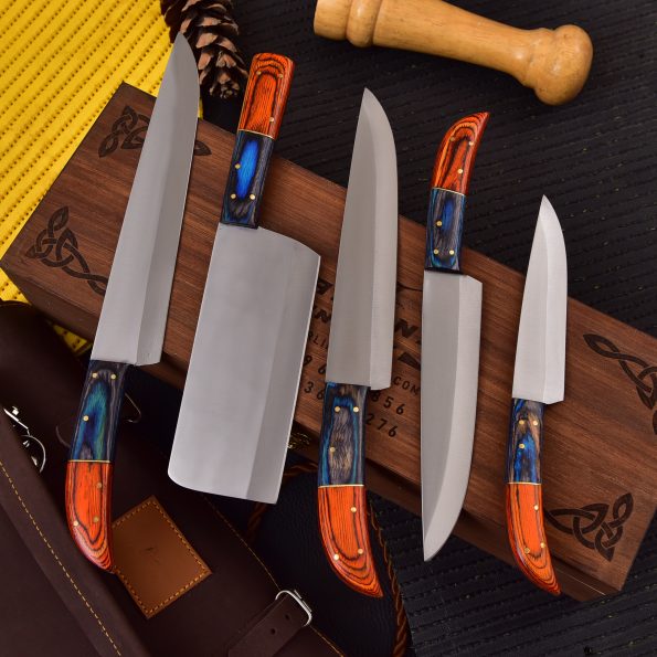 Handmade Steel Chef knives set  With Leather Cover - Best gift for Sister