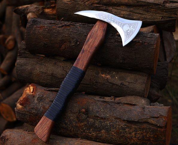 PERSONALISED Steel Axe with Handmade leather cover | Best Hunting Gift