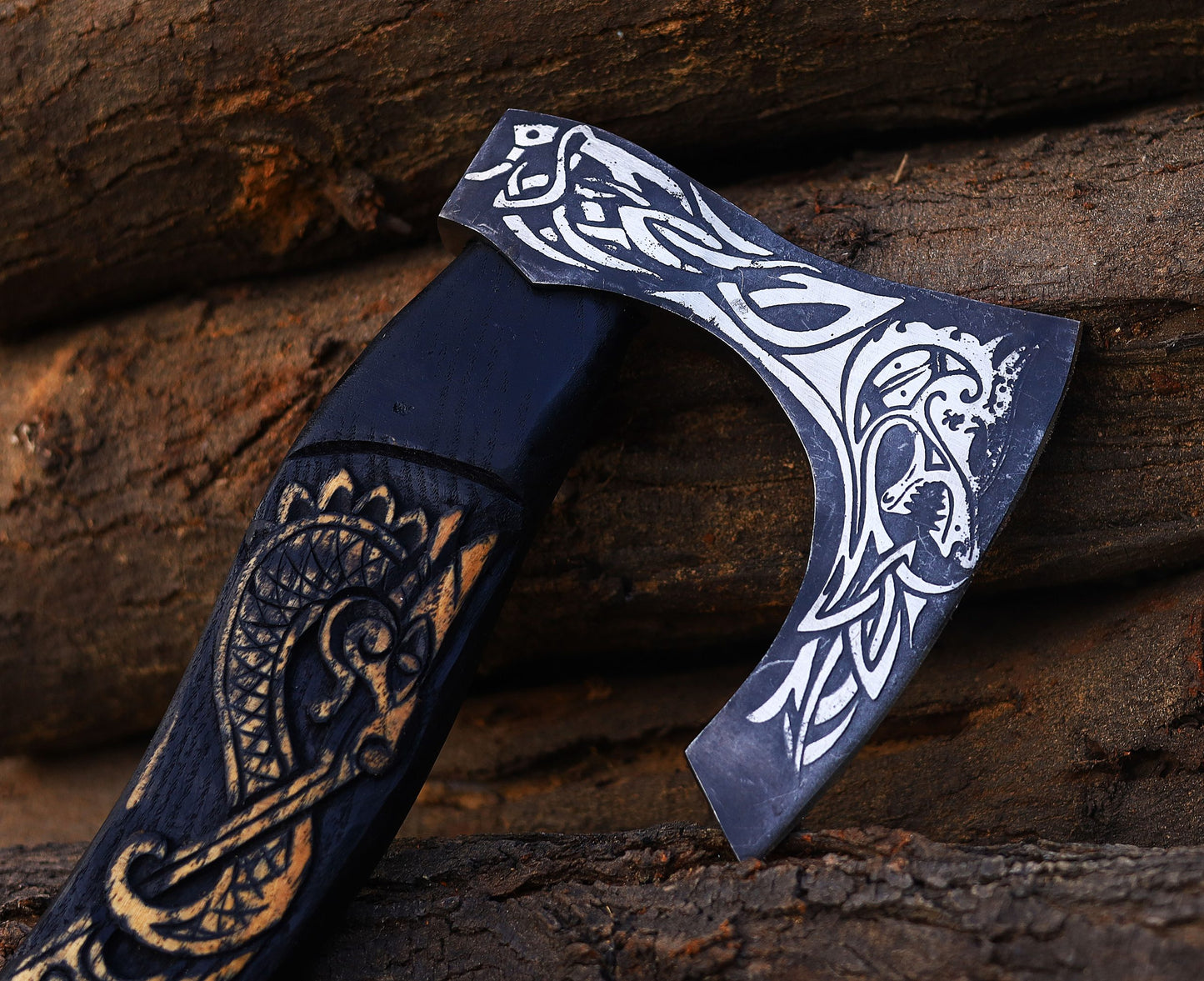 PERSONALISED Viking   Axe with Handmade leather  cover | Best Camping tool