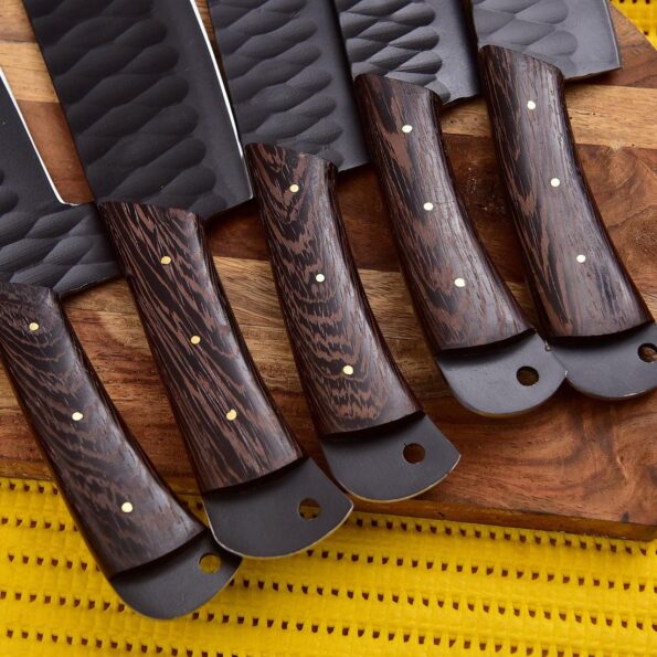 5 Piece Steel Chef set with leather cover - Best kitchen Knife Set