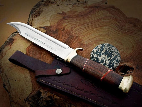 Handmade 18 inch Bowie knife with high polished steel blade and classic clip point design for collectors and outdoor use
