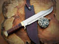 Handmade 18 inch Bowie knife with high polished steel blade and classic clip point design for collectors and outdoor use
