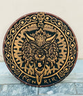 Handmade wooden Viking shield with engraved Norse design, medieval round shield for decor and cosplay by Viking Hills
