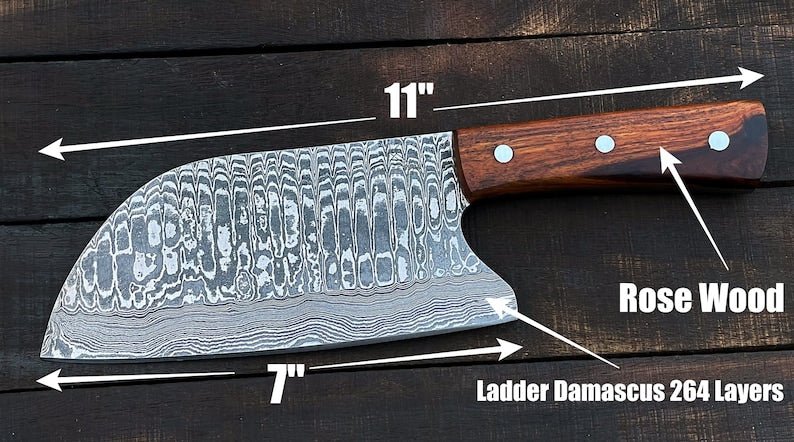 Damascus steel Cleaver knife with leather cover |  Best Birthday gifts