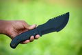Tracker knife with full tang steel blade, durable handle, and leather sheath for outdoor survival
