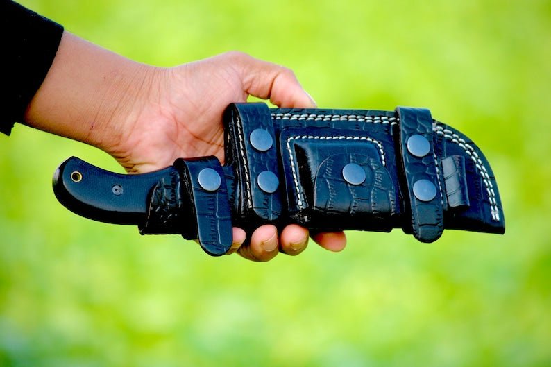 Handmade 1095 Steel Full Tang Black Tracker Knife with leather cover | Best Hunting Knife