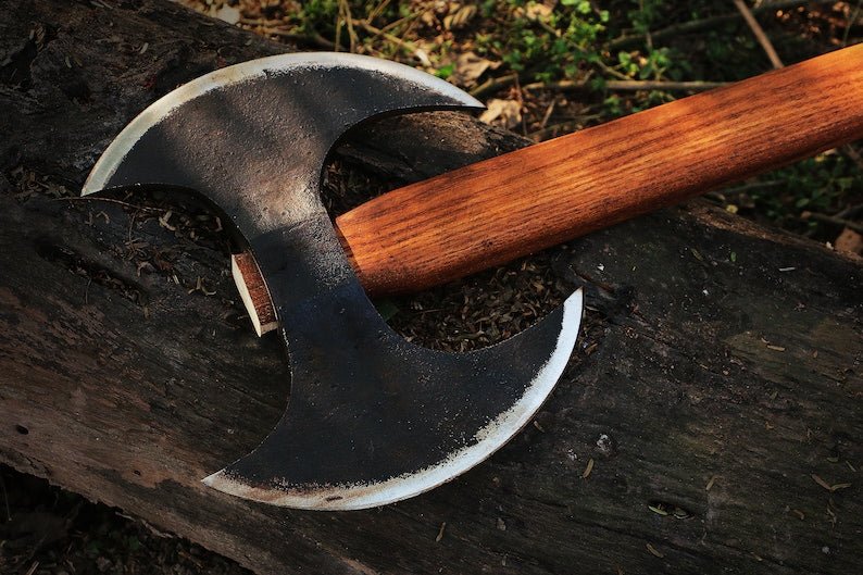 Handmade Viking axe forged steel Norse weapon
