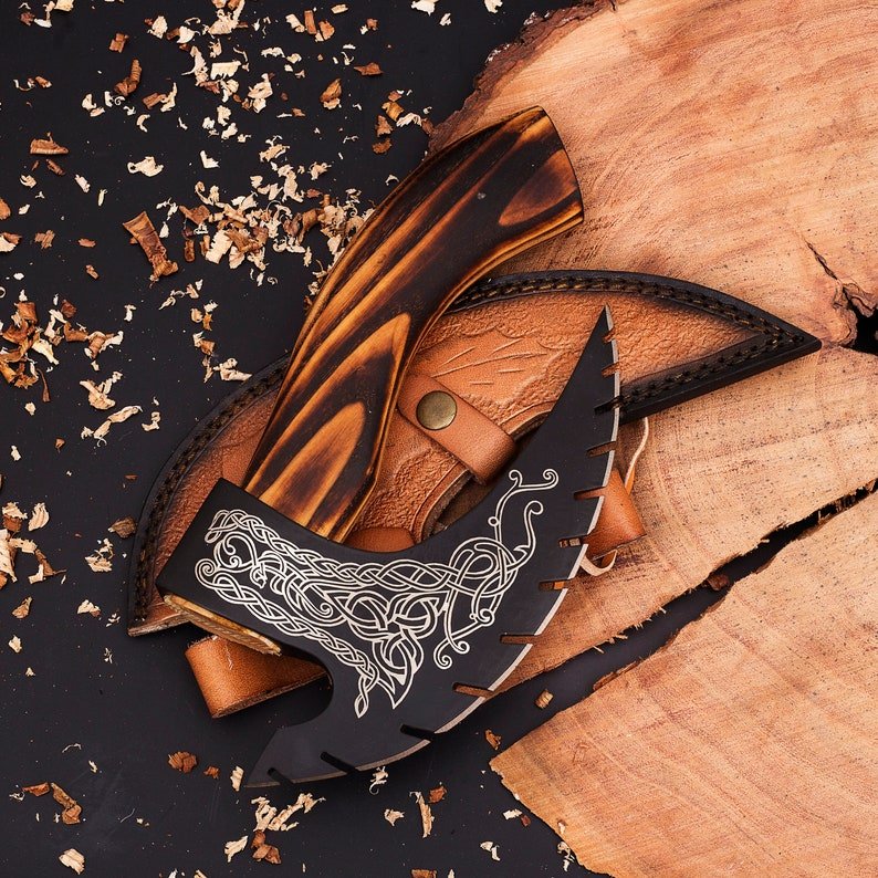 Handmade engraved Pizza Axe with leather cover | Best  wedding gifts