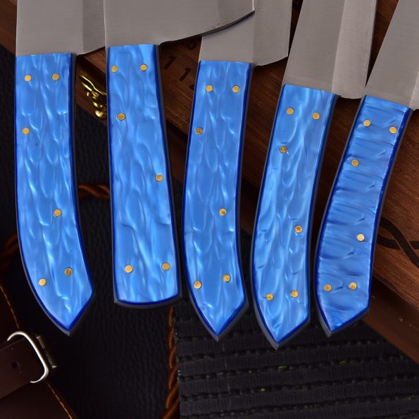 Ensemble Steel Chef 5 pièces avec housse en cuir - meilleurs ustensiles de cuisine