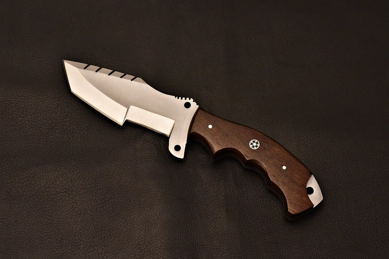 Handmade Tracker Knife D2 Steel With Rose Wood Handle | Best Hunting knife