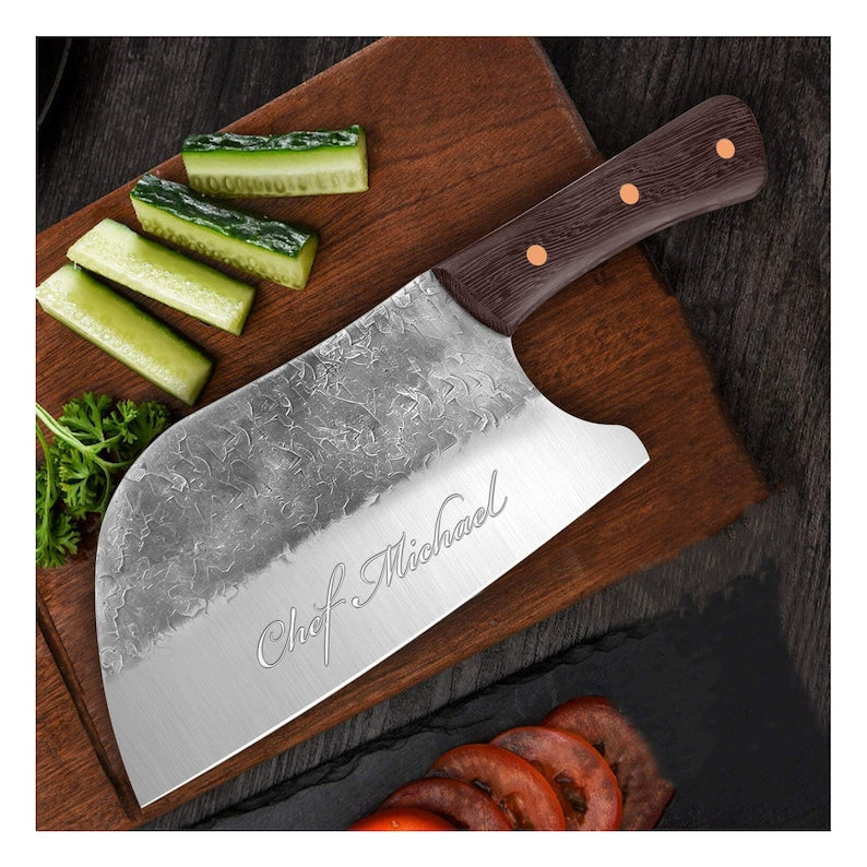 Personalized SERBIAN CHEF KNIFE with leather cover | Best wedding gifts