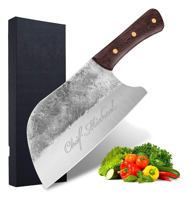 Personalized SERBIAN CHEF KNIFE with leather cover | Best wedding gifts