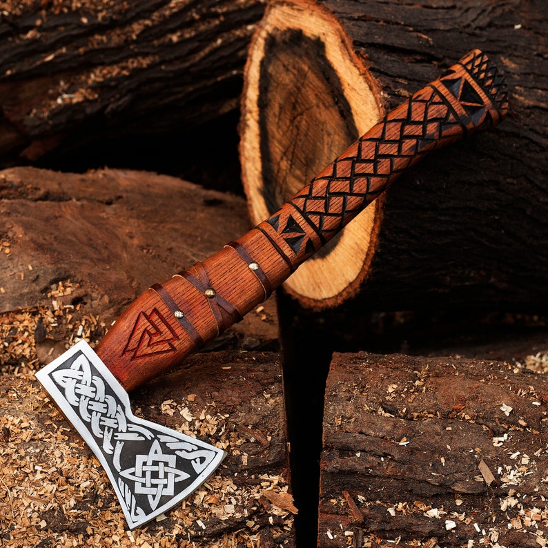 Handmade Engraved Axe with leather cover | Best Camping Axe