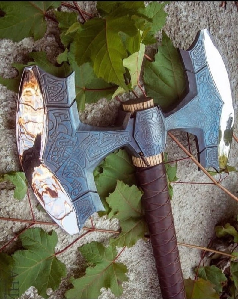 Double Head Beautiful Engraved Axe | 1095 High carbon steel axe | Gift for men