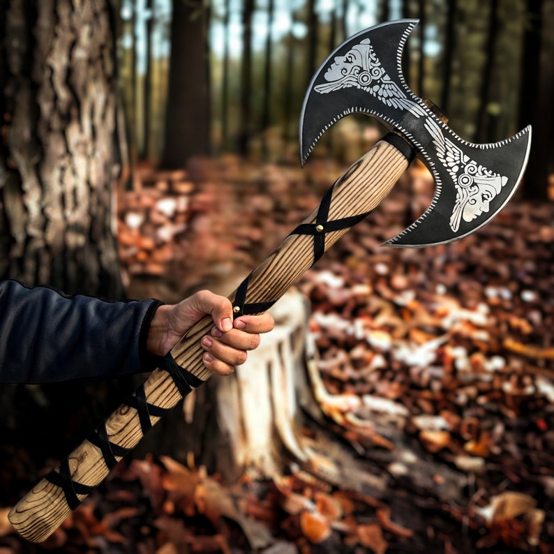 Handmade Double Headed Axe With Leather Sheath | 30 Inches Viking Axe Head | Beautiful Gift Item