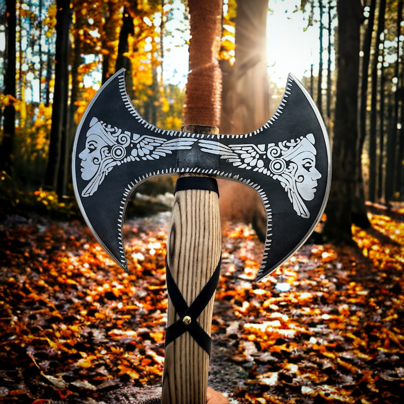 Handmade Double Headed Axe With Leather Sheath | 30 Inches Viking Axe Head | Beautiful Gift Item