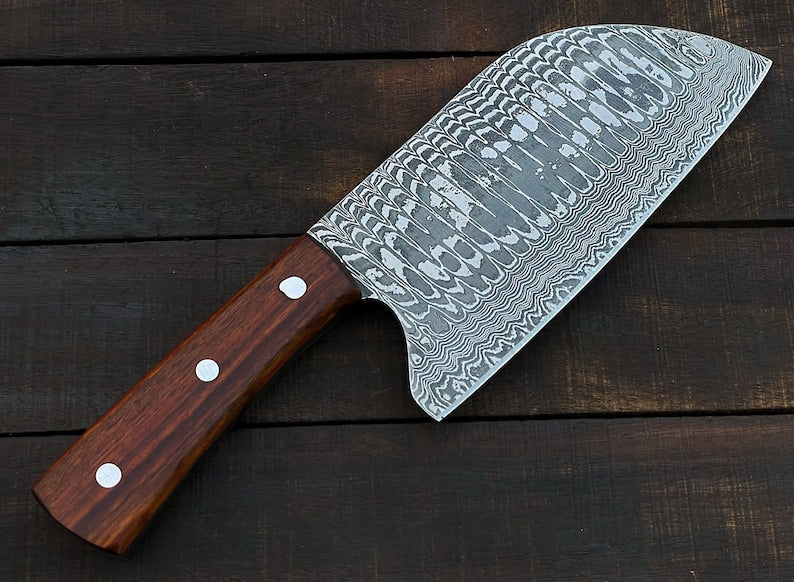 Damascus steel Cleaver knife with leather cover |  Best Birthday gifts