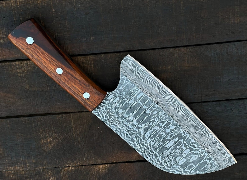 Damascus steel Cleaver knife with leather cover |  Best Birthday gifts