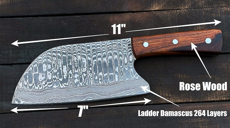 Damascus steel Cleaver knife with leather cover |  Best Birthday gifts