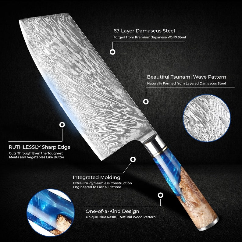 67-Layer Damascus Steel Japanese Cleaver Knife| Best chef knife