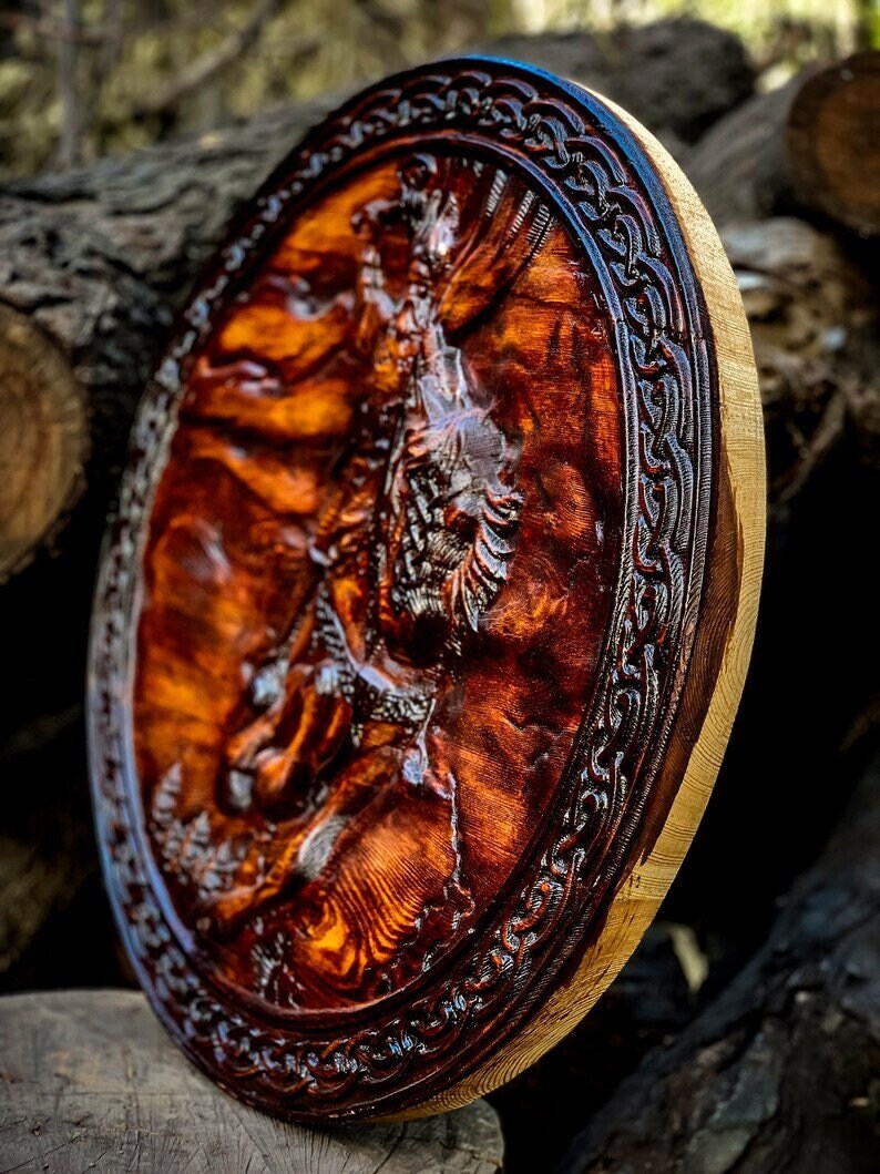 Handmade Valhalla Engraved Shield |  Unique design Wooden shield |  best wedding gift for men