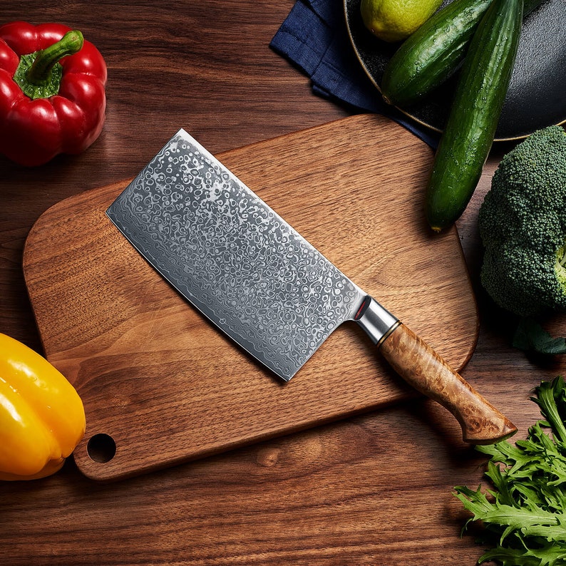 67-Layer Damascus Steel Cleaver Knife | Japanese VG10 Steel Kitchen Knife