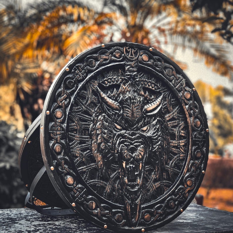 Viking Wolf Cosplay Shield | Viking Wall Decor | Birthday & Wedding Gift