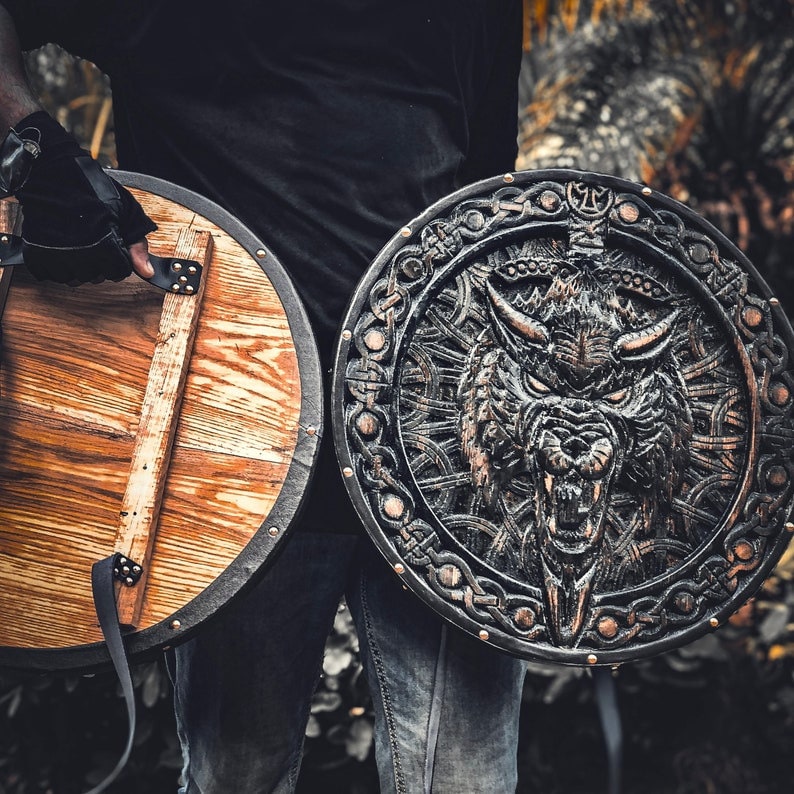 Viking Wolf Cosplay Shield | Viking Wall Decor | Birthday & Wedding Gift