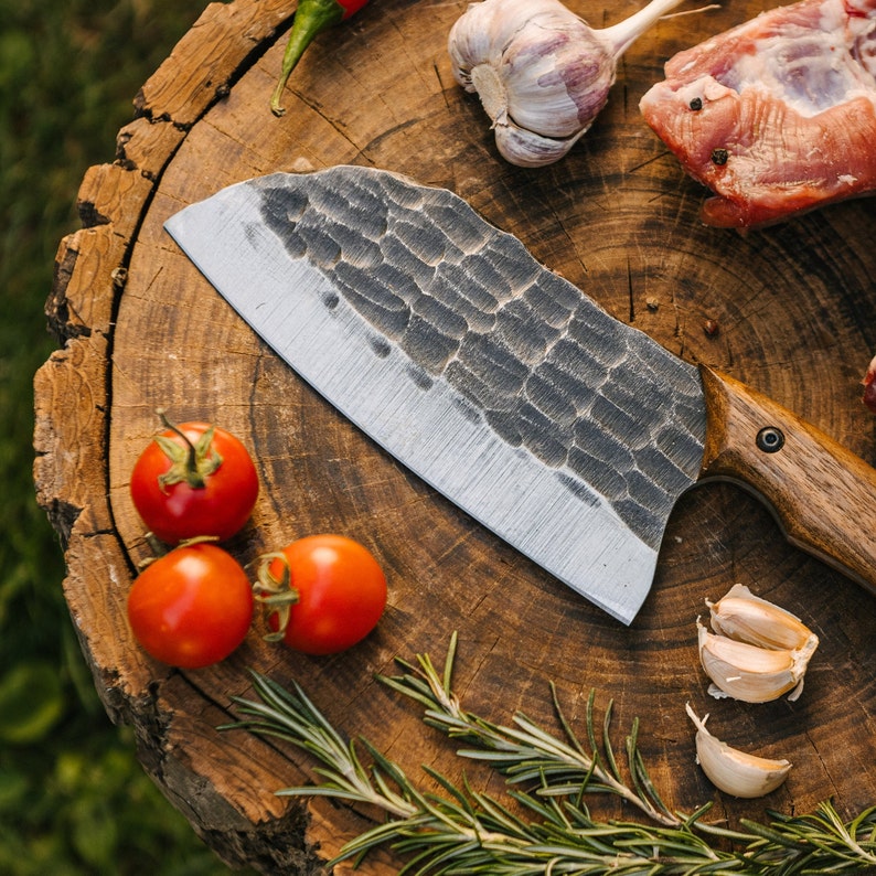 Hand forged Cleaver  knife with leather cover | Best kitchen chef knife