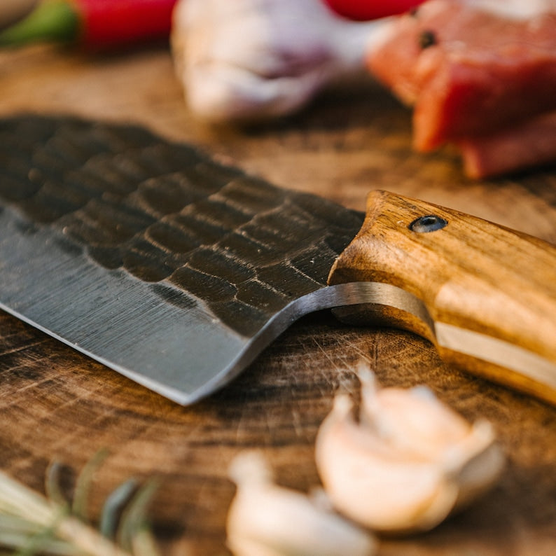 Hand forged Cleaver  knife with leather cover | Best kitchen chef knife