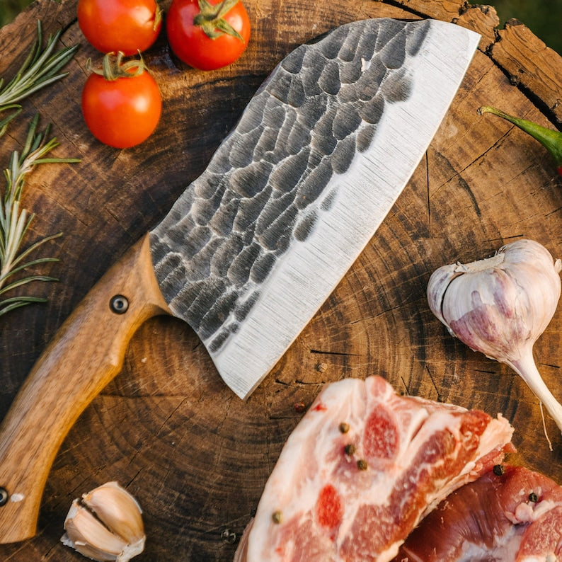 Hand forged Cleaver  knife with leather cover | Best kitchen chef knife