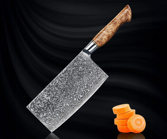 67-Layer Damascus Steel Cleaver Knife | Japanese VG10 Steel Kitchen Knife