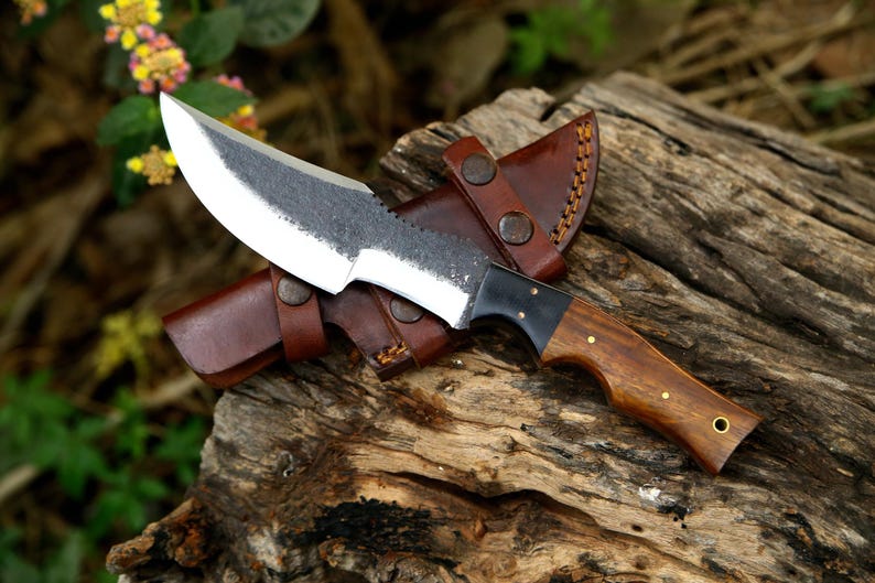 Personalised Forged Steel  Tracker Knife with Leather cover | Best Camping Knife