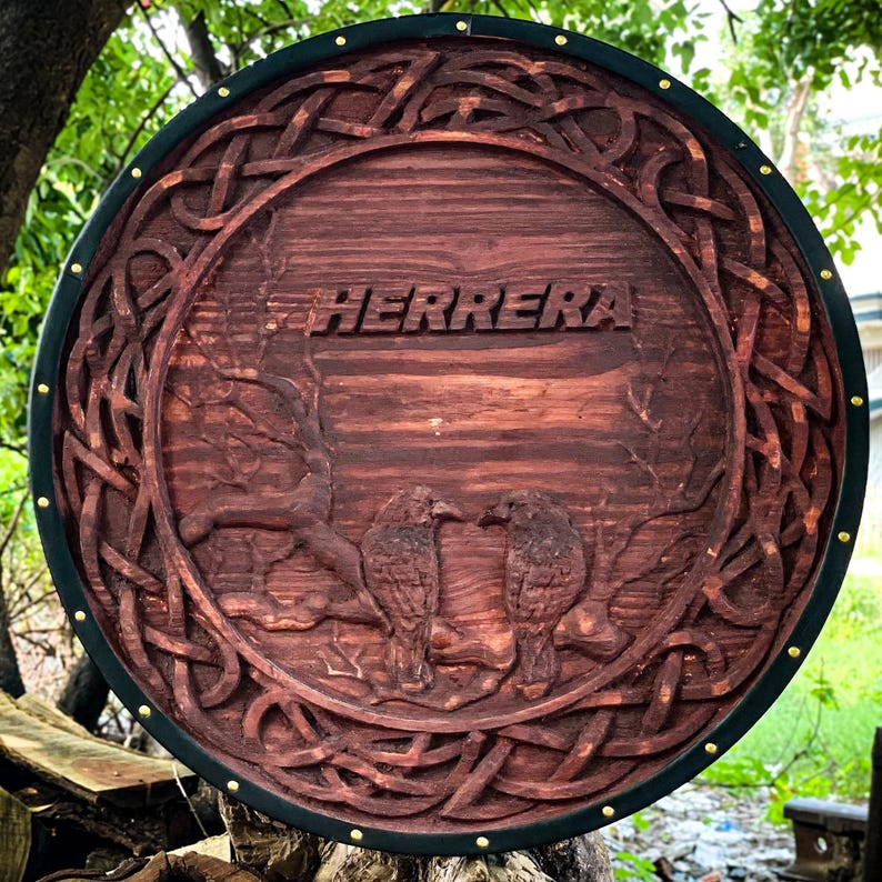 Customisable Viking Shield | Medieval Round Shield | Carved Viking Gift for men