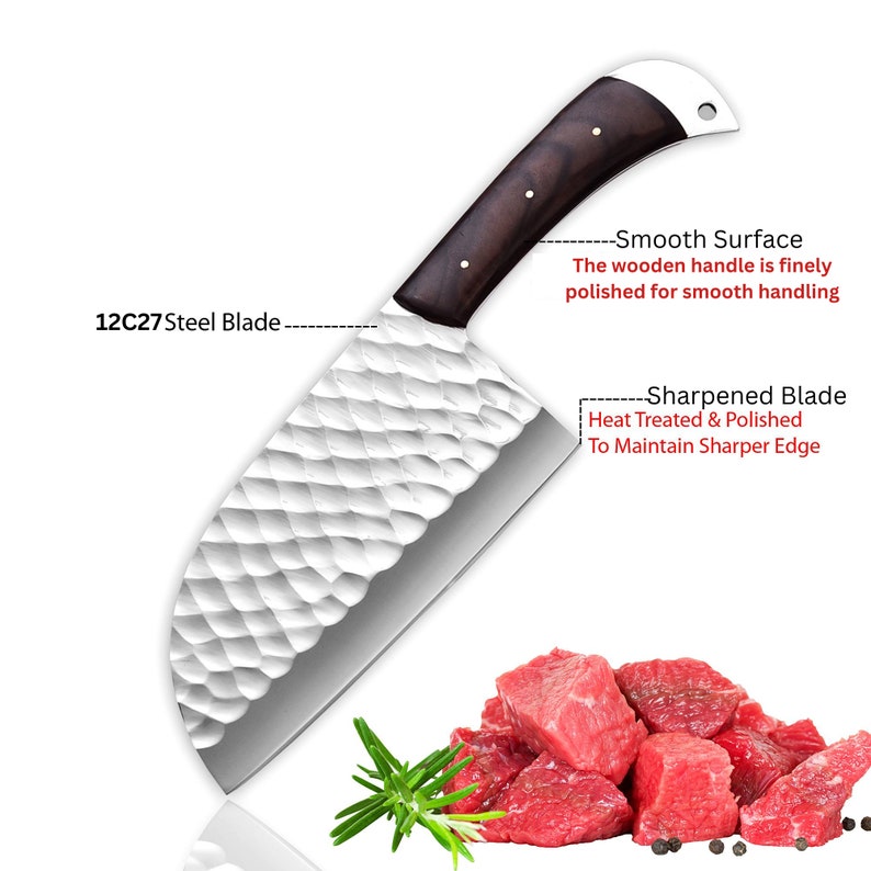 Handmade 12C27 Steel Kitchen Cleaver Chef Knife | Best gift for father