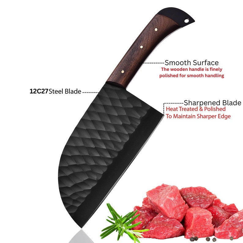 Handmade 12C27 Steel Kitchen Cleaver Chef Knife | Best gift for father